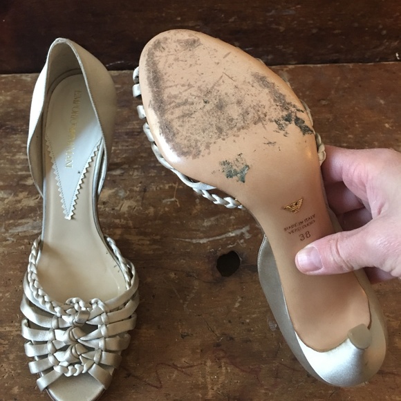 Emporio Armani Champagne Satin Heel Sz 7 - Picture 4 of 6
